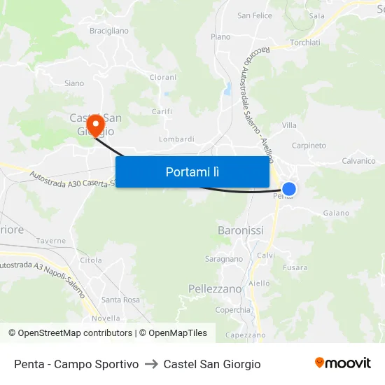 Penta - Campo Sportivo to Castel San Giorgio map