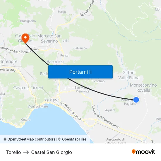 Torello to Castel San Giorgio map