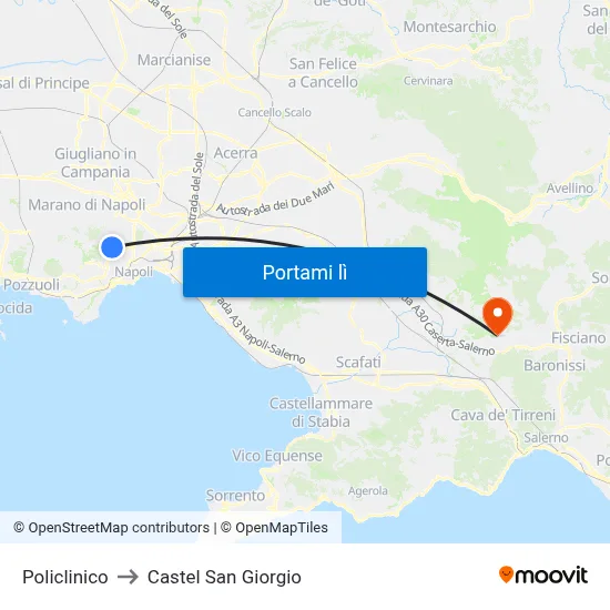 Policlinico to Castel San Giorgio map