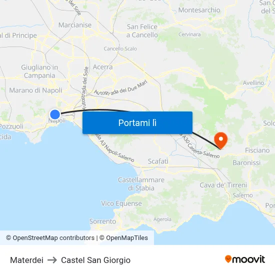 Materdei to Castel San Giorgio map