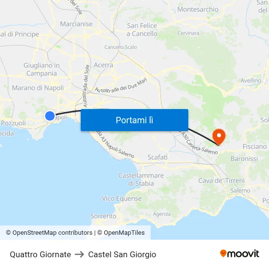 Quattro Giornate to Castel San Giorgio map