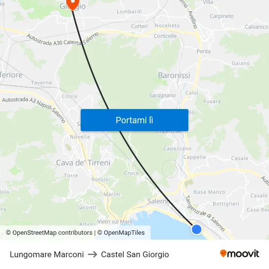 Lungomare Marconi to Castel San Giorgio map