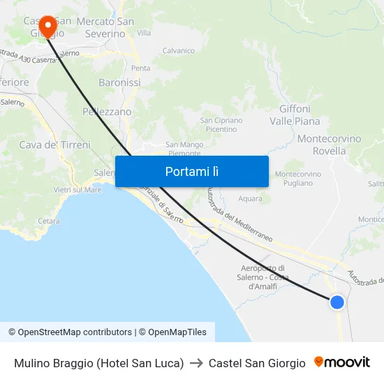 Mulino Braggio (Hotel San Luca) to Castel San Giorgio map