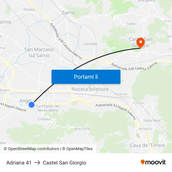Adriana 41 to Castel San Giorgio map