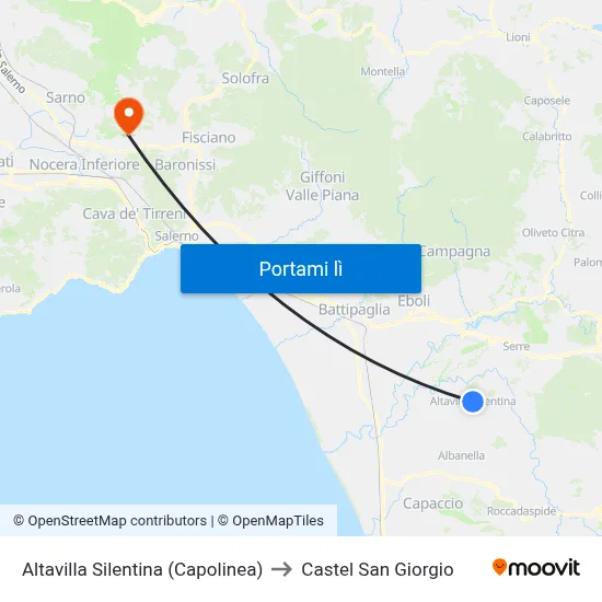Altavilla Silentina (Capolinea) to Castel San Giorgio map