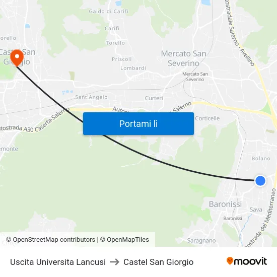 Uscita Universita  Lancusi to Castel San Giorgio map
