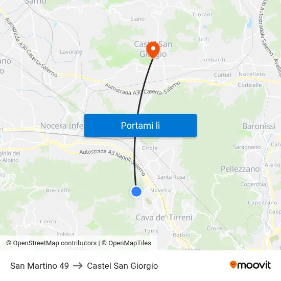 San Martino 49 to Castel San Giorgio map