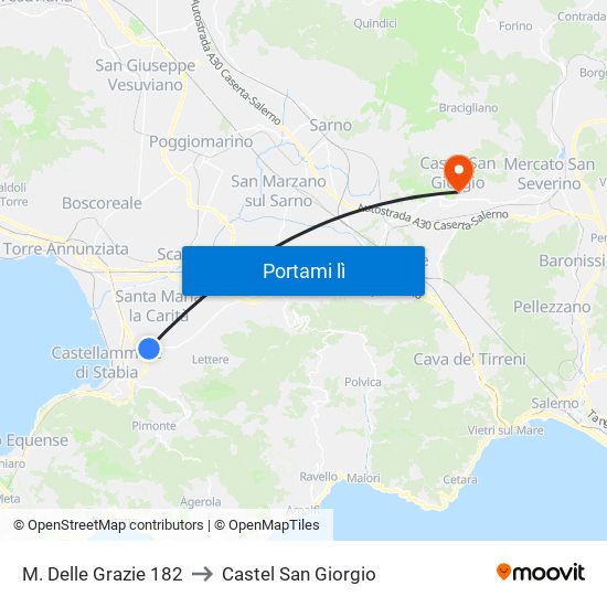 M. Delle Grazie 182 to Castel San Giorgio map