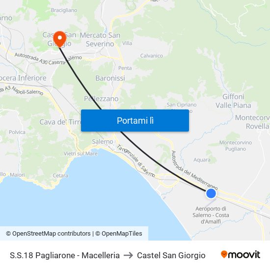 S.S.18 Pagliarone - Macelleria to Castel San Giorgio map