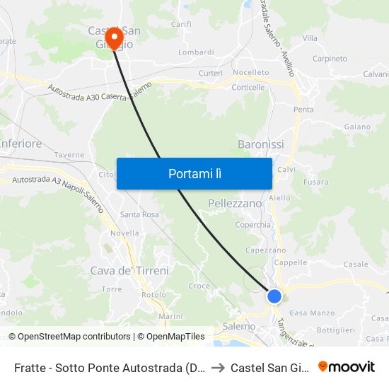 Fratte - Sotto Ponte Autostrada (Dir. Fratte) to Castel San Giorgio map