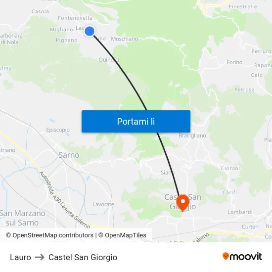 Lauro to Castel San Giorgio map