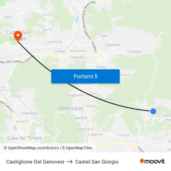 Castiglione Del Genovesi to Castel San Giorgio map