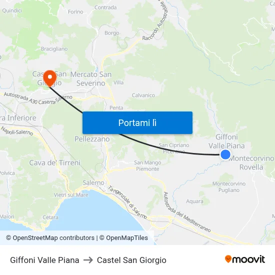 Giffoni Valle Piana to Castel San Giorgio map