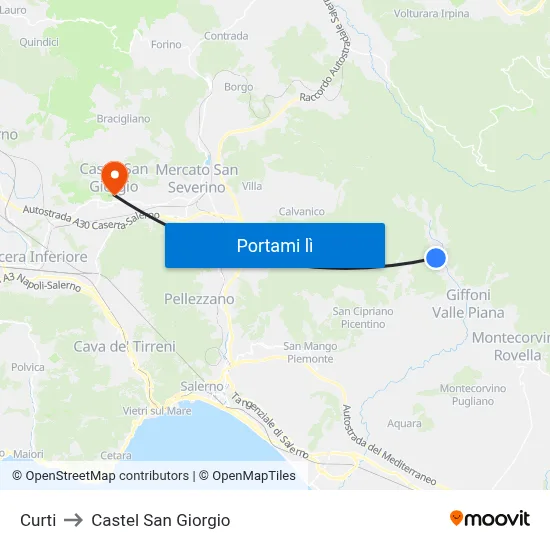 Curti to Castel San Giorgio map