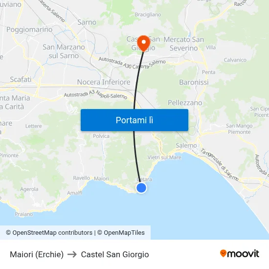 Maiori (Erchie) to Castel San Giorgio map