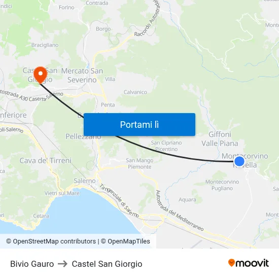 Bivio Gauro to Castel San Giorgio map