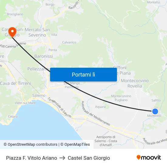 Piazza F. Vitolo Ariano to Castel San Giorgio map