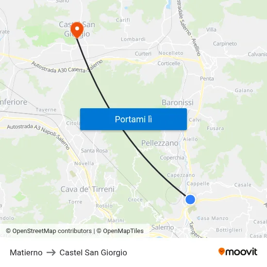 Matierno to Castel San Giorgio map