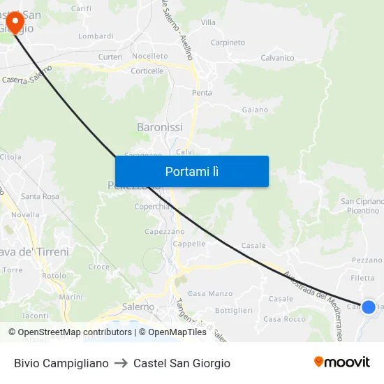 Bivio Campigliano to Castel San Giorgio map
