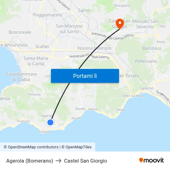 Agerola (Bomerano) to Castel San Giorgio map