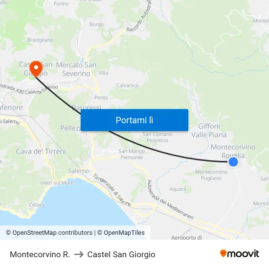 Montecorvino R. to Castel San Giorgio map