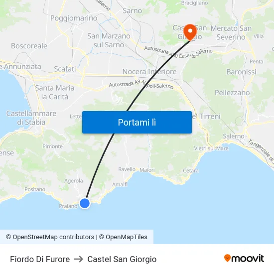 Fiordo Di Furore to Castel San Giorgio map