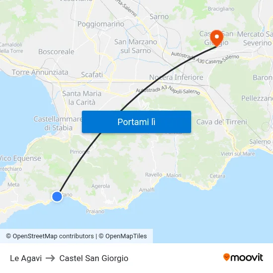 Le Agavi to Castel San Giorgio map