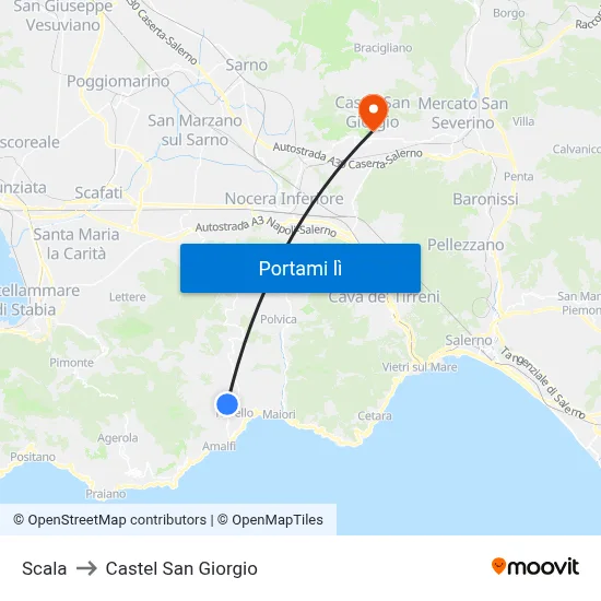 Scala to Castel San Giorgio map