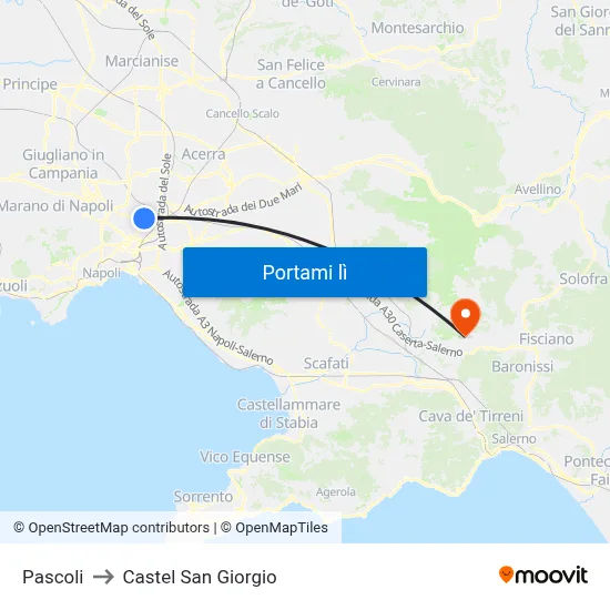 Pascoli to Castel San Giorgio map