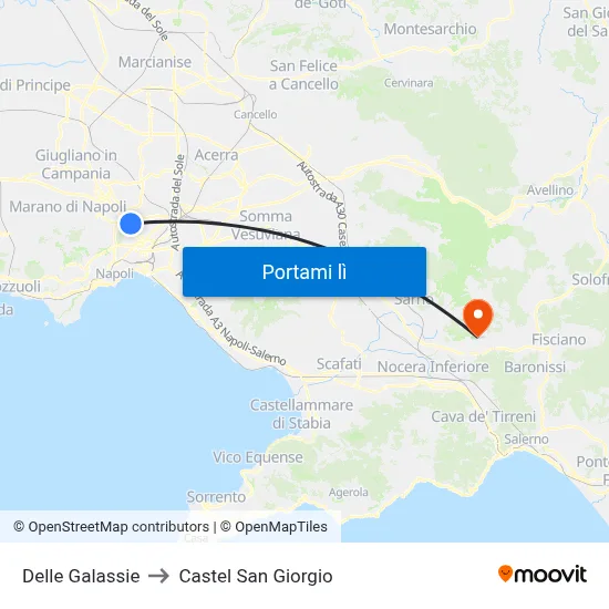 Delle Galassie to Castel San Giorgio map