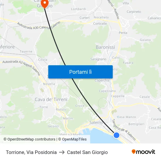 Torrione, Via Posidonia to Castel San Giorgio map