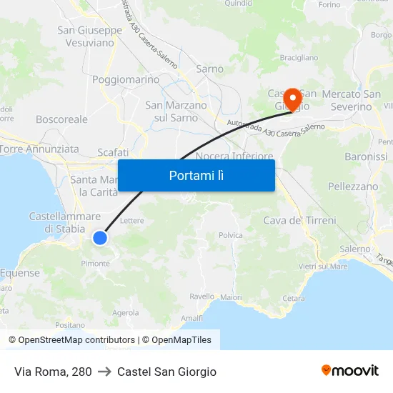 Via Roma, 280 to Castel San Giorgio map