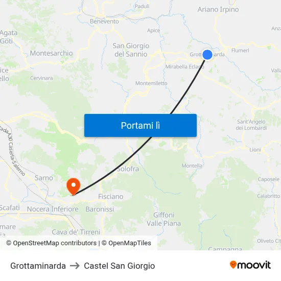 Grottaminarda to Castel San Giorgio map