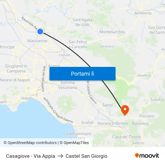 Casagiove - Via Appia to Castel San Giorgio map