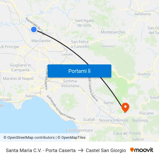 Santa Maria C.V. - Porta Caserta to Castel San Giorgio map