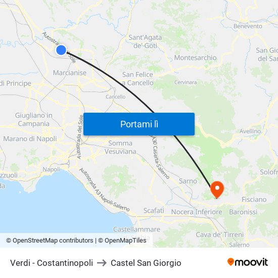 Verdi - Costantinopoli to Castel San Giorgio map