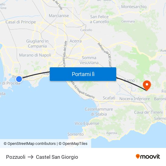 Pozzuoli to Castel San Giorgio map