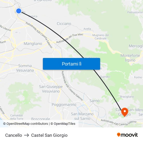 Cancello to Castel San Giorgio map