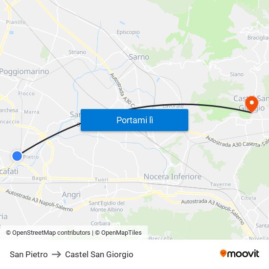 San Pietro to Castel San Giorgio map