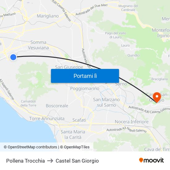 Pollena Trocchia to Castel San Giorgio map