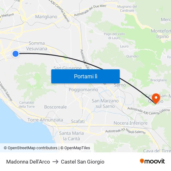 Madonna Dell'Arco to Castel San Giorgio map