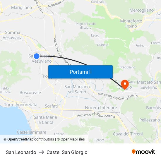 San Leonardo to Castel San Giorgio map