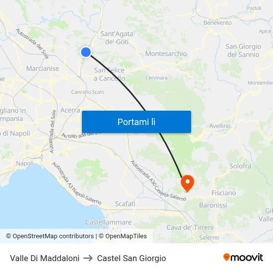 Valle Di Maddaloni to Castel San Giorgio map