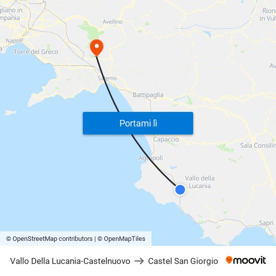 Vallo Della Lucania-Castelnuovo to Castel San Giorgio map