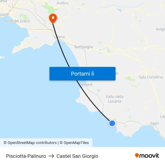 Pisciotta-Palinuro to Castel San Giorgio map