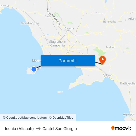 Ischia (Aliscafi) to Castel San Giorgio map