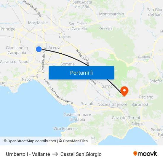 Umberto I - Vallante to Castel San Giorgio map