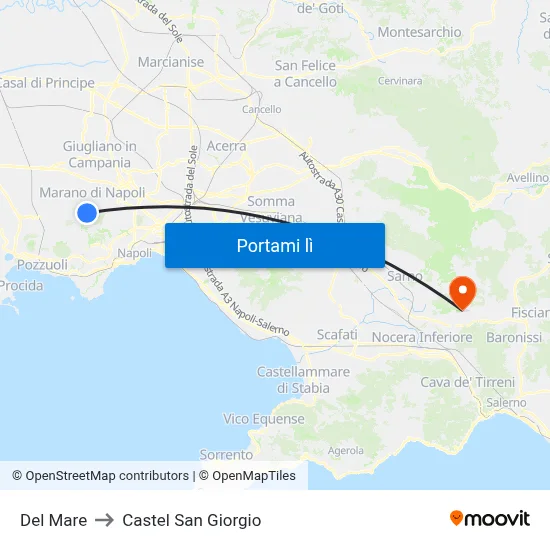 Del Mare to Castel San Giorgio map