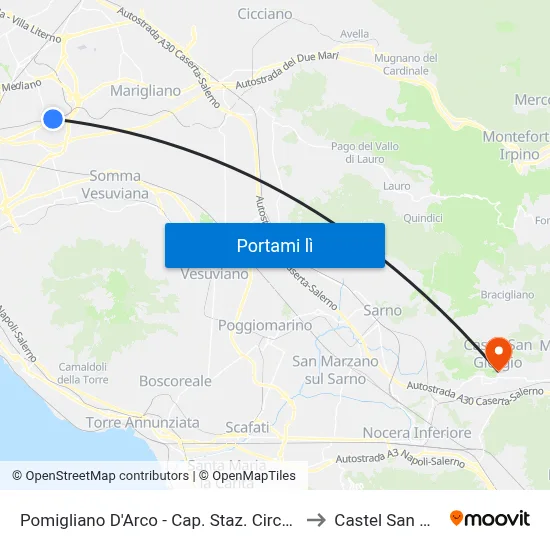 Pomigliano D'Arco - Cap. Staz. Circumvesuviana to Castel San Giorgio map