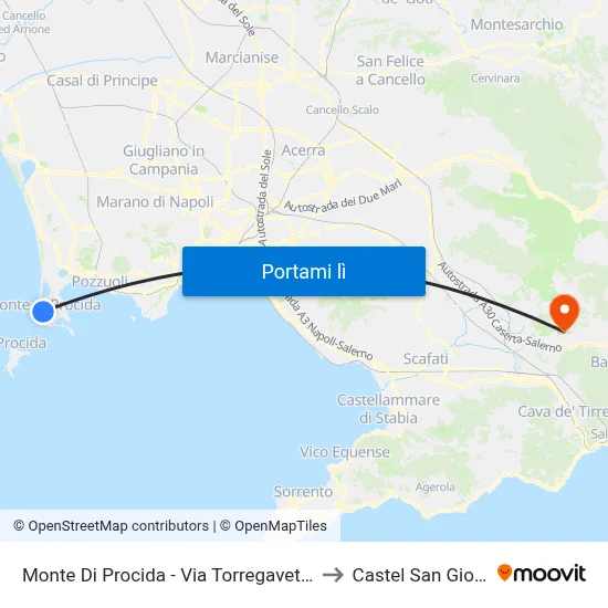 Monte Di Procida - Via Torregaveta, 110 to Castel San Giorgio map
